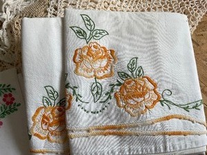 Twin Quilt with Sham and Tote of Doilies, Runners and Dresser Scarves