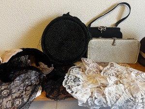 Vintage Ladies Hat and Clutch Lot, HeadbandCocktail Hat and Lace Hair Accessories Lots