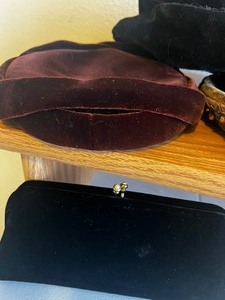 Lot of 3 Velvet Ladies vintage hats and Velvet Clutch