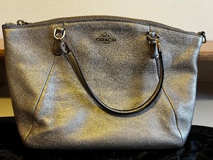 Gold Leather Coach Purse with purse holder
