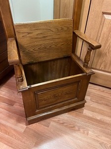 Oak Hall Tree with Mirror and Storage bench
