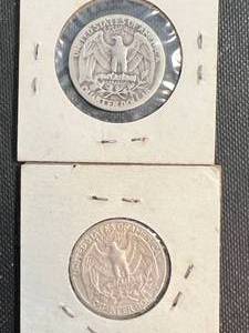 lot 25 image: 2 US WASHINGTON QUARTERS 1939 1964