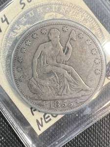 lot 27 image: 18554 US SEATED LIBERTY HALF DOLLAR
