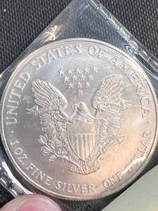 lot 42 image: 1996 AMERICAN SILVER EAGLE 1 TROY OZ .999 FINE SILVER