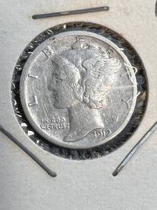lot 58 image: 1919-D US MERCURY DIME