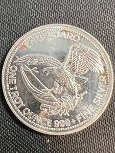 lot 82 image: 1 TROY OZ .999 FINE SILVER 1984 AMERICAN PROSPECTOR ENGELHARD ROUND