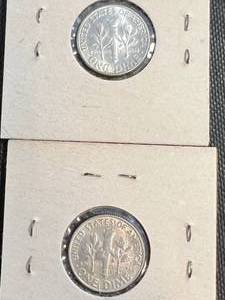 lot 90 image: 2 US ROOSEVELT DIMES 1964 1964-D