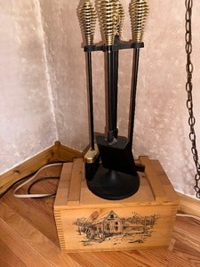 lot 20 image: Fireplace Tool Set with Kindling Box