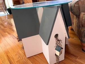lot 27 image: Bird House Decorative Side Table Measuring 24 Dia. by 21.5 High