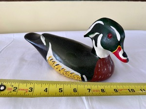 lot 44 image: Vintage Wooden Bird Factory Hand Painted Wood Duck