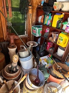 lot 227 image: Entire Lot of Garden Tools and Pots