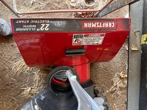 lot 233 image: Craftsman 22 Clearing Width Electric Start Snow Thrower Blower