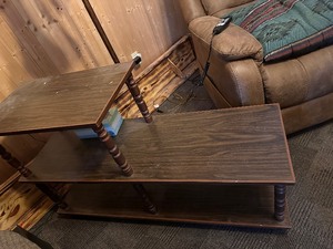 lot 138 image: Vintage End Table with Two Levels Measuring 48 x 29 x 16
