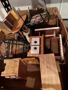 lot 153 image: Box of Miniature Furniture Doll Furniture