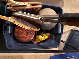 lot 154 image: Bin of Sports Equipment