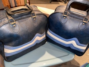lot 156 image: Vintage Pair of Bowling Balls with Shoes in Cases