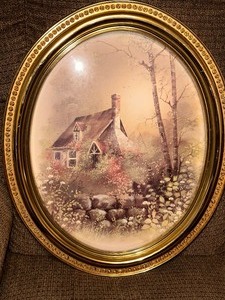 lot 240 image: Oval Framed Art Measuring 19 x 23