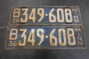 lot 202 image: Set of 1936 Minnesota License Plates