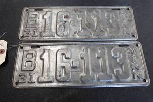 lot 204 image: Set of 1931 Minnesota License Plates