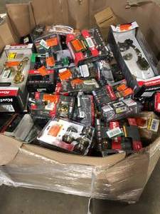 Gaylord of Assorted Door Handles, Locks and Knobs Various Models and Conditions Customer Returns See Pictures