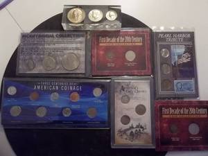 7-Assorted Collectible Pennies, Nickels, Dimes, Quarters & Halves Sets