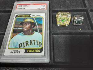 2-Green Bay Packers Rings & Dave Parker Graded Baseball Card.