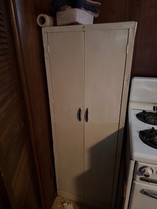 lot 134 image: Steel Cabinet and Contents Filled with Vintage Fabric and Craft Supplies