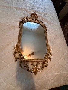 lot 99 image: Vintage Ornate Gold Scroll Wall Mirror 14 X 30