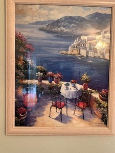 lot 89 image: Terrace Overlooking Bay Print by John Lacheo