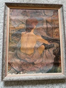 lot 24 image: Vintage Limited Edition Jeune Femme Toulouse Lautrec Print 22 X 26.5