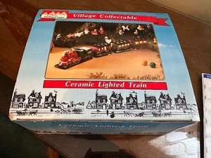 lot 50 image: Christmas Village Ceramic Lighted Train