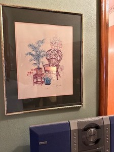 lot 62 image: Vintage Gloria Erickson Framed Watercolor Print