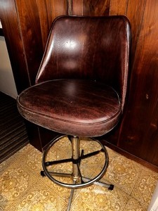 lot 205 image: Vintage MCM Brown Vinyl Swivel Bar Stool
