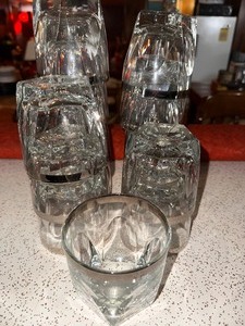 lot 207 image: Vintage MCM Hazel Atlas Platinum Gothic Double Old Fashioned Glasses