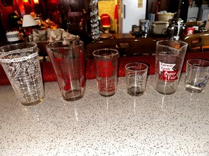 lot 208 image: Vintage Cocktail Mixer and Shot Glasses