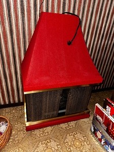 lot 216 image: Vintage Red Electric Fireplace