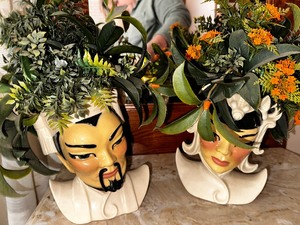 lot 228 image: Vintage Ceramic Arts Studio Manchu and Lotus Asian Ceramic Vases