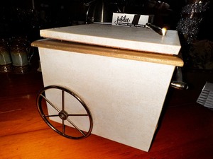 lot 189A image: Vintage 1960s Wood and Brass Ice Cycle Cart Bucket