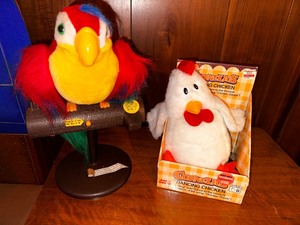 lot 151 image: Vintage Cornelius The Dancing Chicken New in Box and Gemmy Pete the Talking Parrot