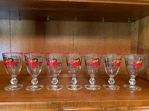 lot 116 image: Vintage Colorful 1913 Cheverolet Mid-Century Wine Cocktail Apertif Glasses Set of 7
