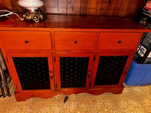 lot 141 image: Wood Buffet with Three Drawers and Three Doors Measuring 51 x 18 x 34