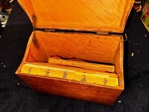 lot 298 image: Vintage Wood Recipe Box with Cards