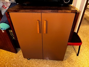 lot 300 image: Kitchen Rolling Cabinet with Drop Leaves and Storage