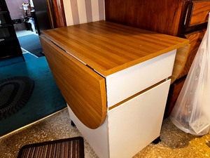 lot 301 image: Kitchen Rolling Cabinet with Drop Leaves and Storage