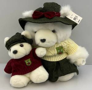 2003 Marshall Fields Dayton Hudson Santa Bear Irish Clan Mrs Santa Bear & Baby Boy Bear