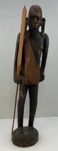 Hand Carved Wooden African Statue 23T