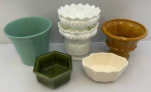 Misc. Vintage Milk Glass And Pottery Including Haeger & More