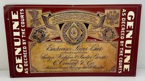 19 x 33 12 Budweiser Lager Metal Sign