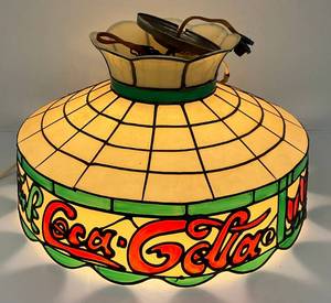 Vintage Drink Coca-Cola Hanging Fiberglass Light (Works) Missing Globe Inside