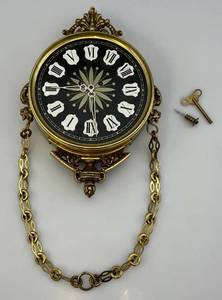 Vintage MCM Heavy Brass Wall Clock With Key